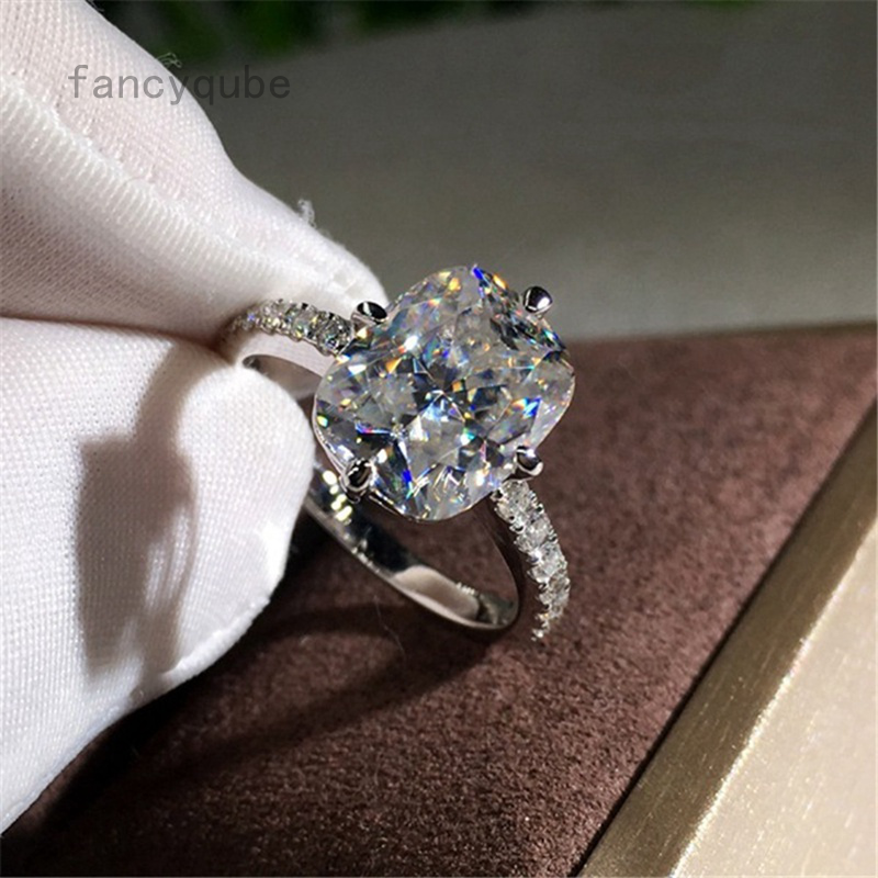 Nhẫn cưới đính hôn đính đá CZ AAAA 5ct hình vuông lấp lánh dành cho bạn nữ