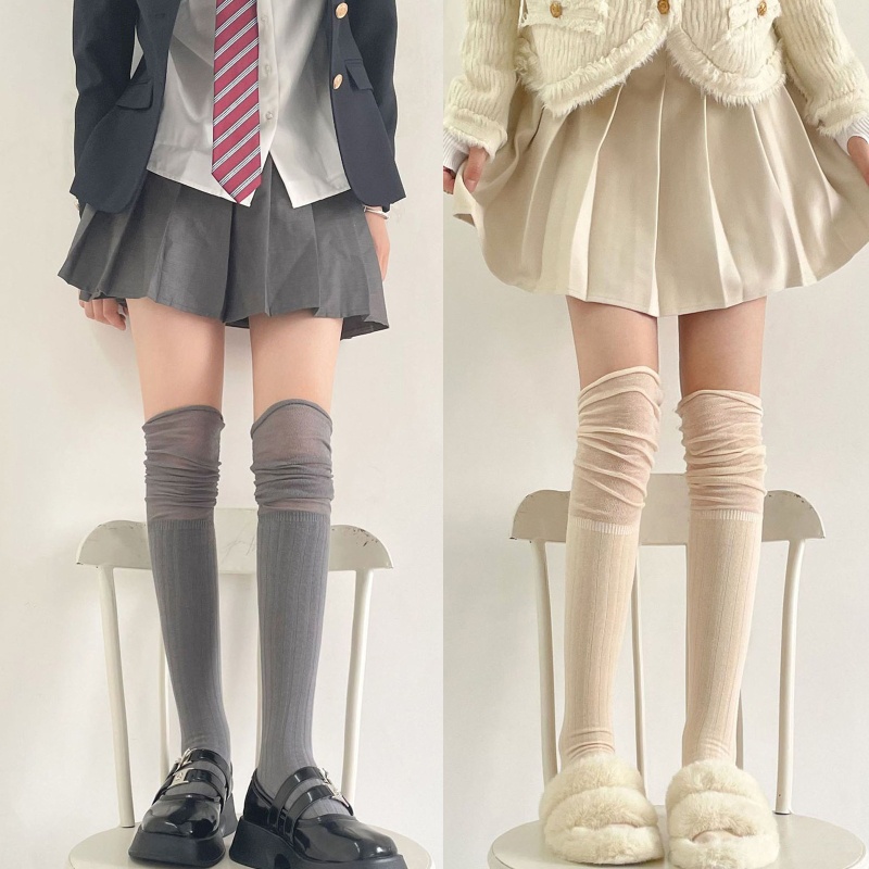 XIXI Tất Chân Cao Qua Gối Họa Tiết Sọc Thời Trang Cho Nữ