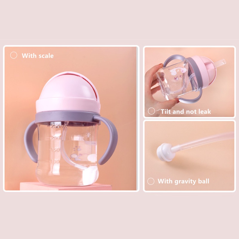 Bình nước SABUY có ống hút chống nghẹt thở họa tiết hoạt hình dễ thương dành cho trẻ em 250ml