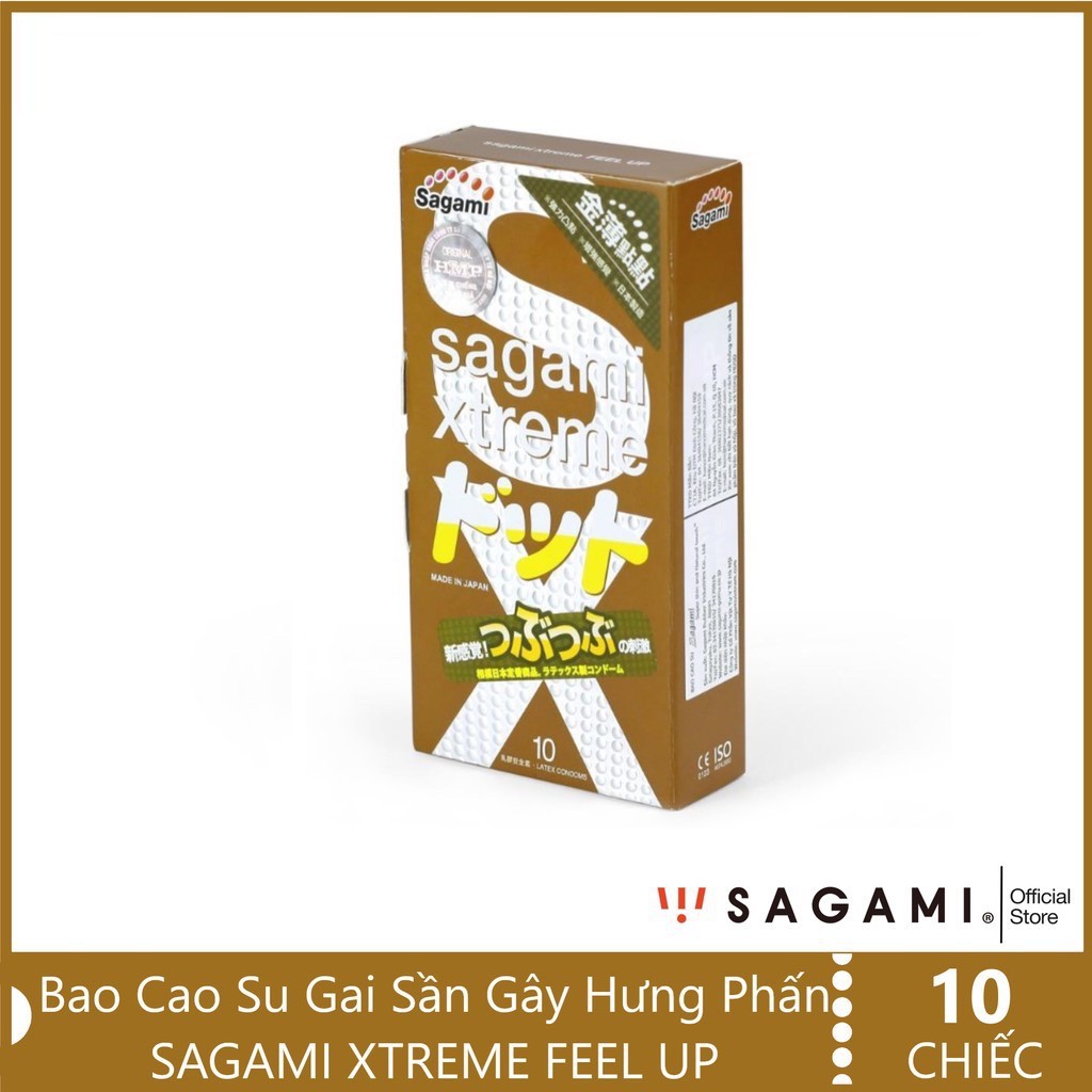 Bao cao su gân gai cao cấp Sagami Feel Up Nhật Bản (Hộp 10C)