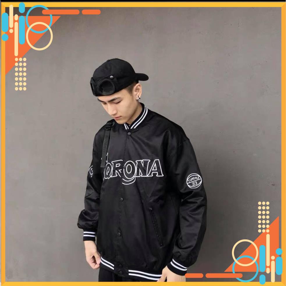 Áo Khoác dù gió BOMBER TQRONA form rộng unisex đen NAM NỮ siêu chất | BigBuy360 - bigbuy360.vn
