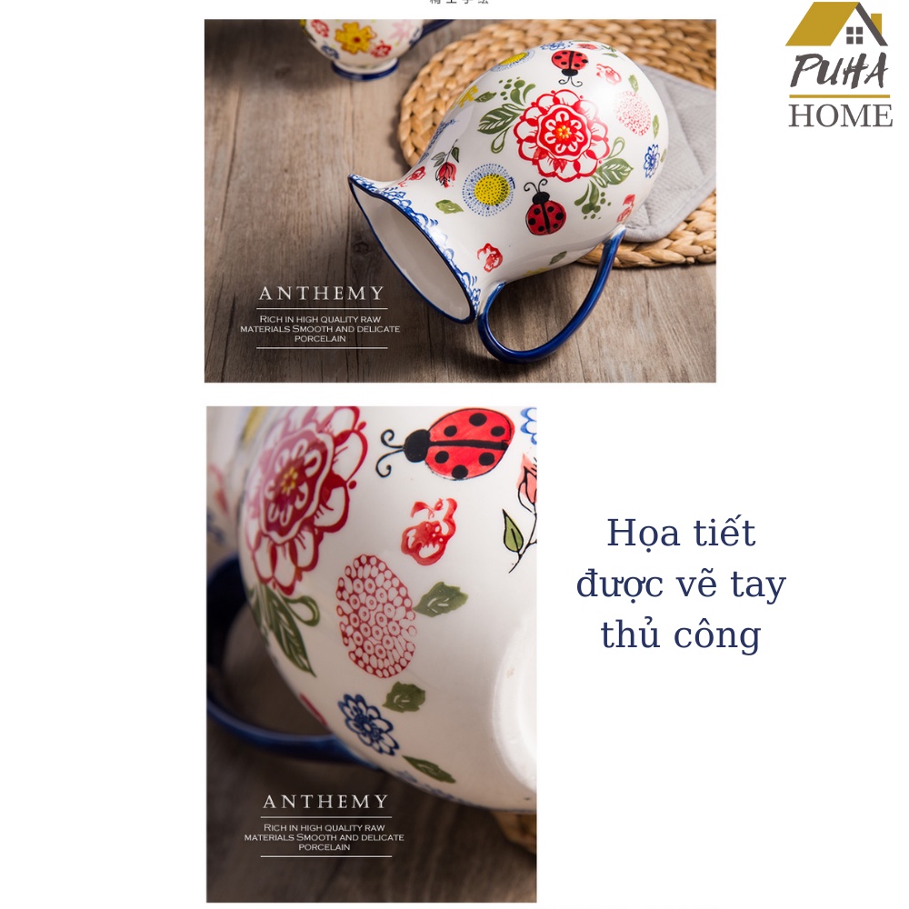 Bình hoa mùa xuân - Bình 1,5L LADYBUG - bình cắm hoa, đựng nước tay cầm tiện dụng