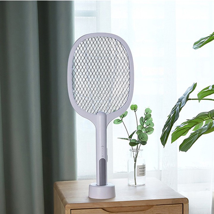 AB VỢT MUỖI KIÊM ĐÈN BẮT MUỖI TỰ ĐỘNG CÓ ĐẾ SẠC 2IN1 1200mAh SẠC PIN THÔNG MINH