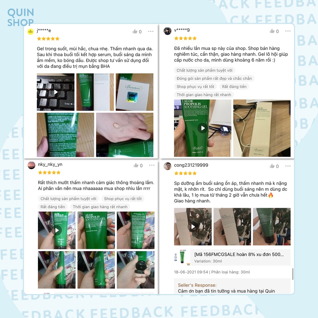 Gel Dưỡng Làm Dịu Da Lô Hội Benton Aloe Propolis Soothing Gel