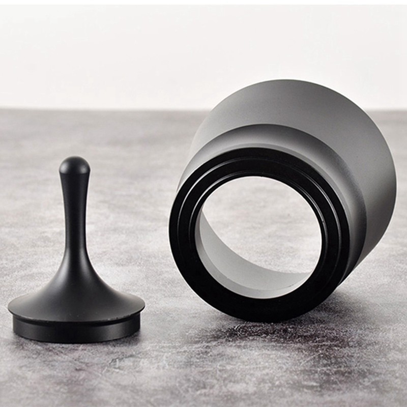 2x Aluminum Alloy Smart Dosing Ring for Brewing Bowls for 58mm Coffee Tampering Espresso Barista Tool Sier & Black