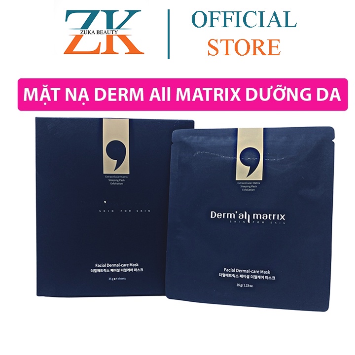 Mặt nạ Derm All Matrix Hàn Quốc 4 miếng Zuka Beauty dưỡng trắng da se khít lỗ chân lông