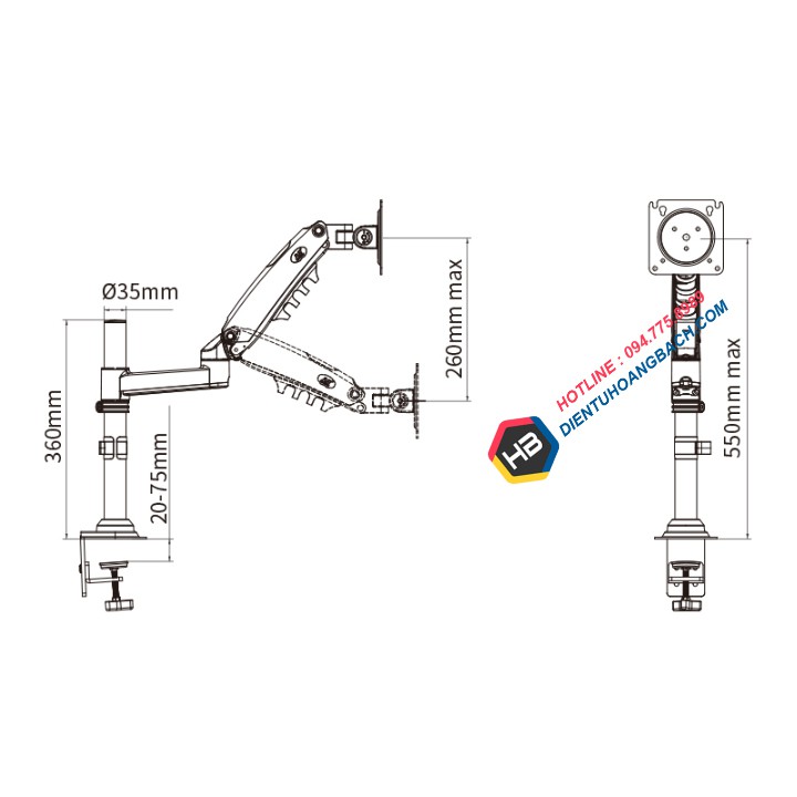 Giá Treo Màn Hình Máy Tính NB H80 17 - 27 Inch - Tay Treo Màn Hình Chính Hãng NorthBayou