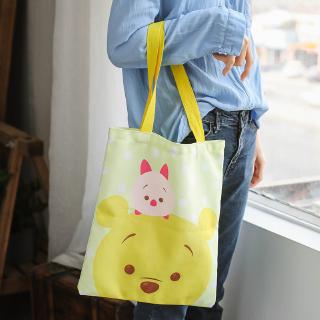 ✨Chuẩn bị✨ Túi Xách Vải Canvas In Hình Gấu Pooh Đáng Yêu Thân Thiện Với Môi Trường