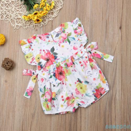 ✦♛✦New Baby Girl Infant Flower Ruffle Bowknot Romper Bodysuit Jumpsuit Outfits Sunsuit