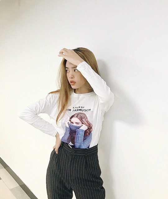 Quần baggy nút kẻ sọc hai túi