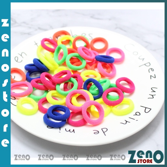 Gói chun buộc tóc 50 dây cho bé, dây buộc tóc nhiều màu co giãn đựng trong túi zip PT35