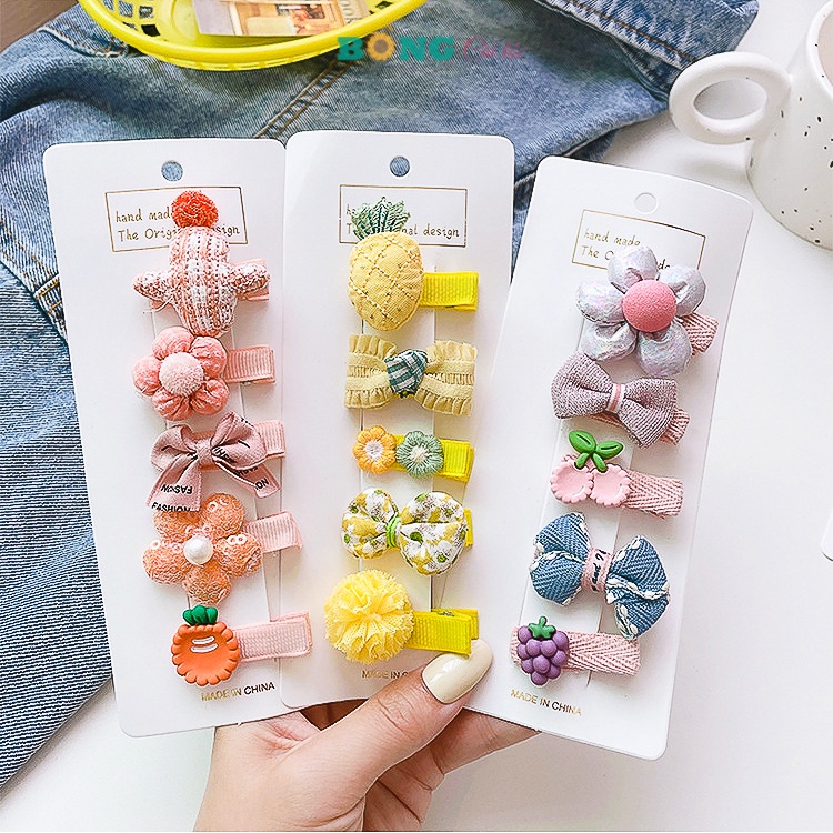 Set 5 kẹp tóc cho bé phong cách Hàn Quốc dễ thương KT10 - Kẹp tóc BÔNG Cài Tóc