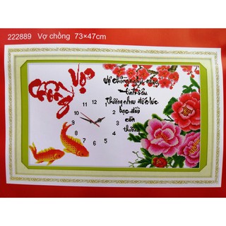 Tranh thêu chữ thập đồng hồ Vợ chồng (chưa thêu) 222889