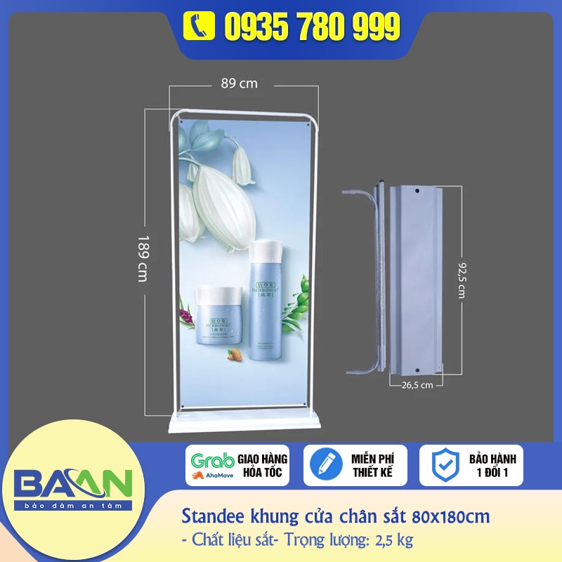 Standee khung cửa chân sắt treo được 2 mặt 80x180cm