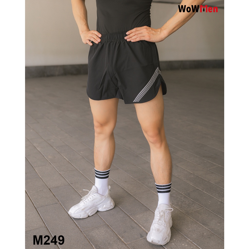 Quần Short Nam Vải Dù Sọc Ngắn Ngang Đùi Tập Gym Thể Thao - M249