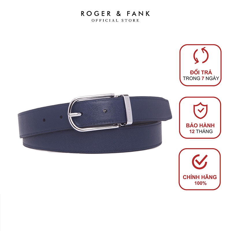 Thắt lưng nam da thật cao cấp hai mặt bản 3.0cm Roger &amp; Fank