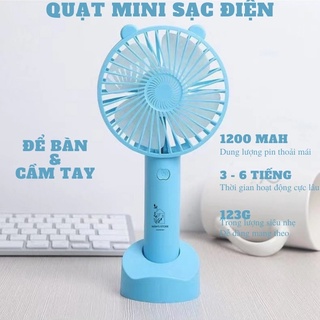 Quạt Mini Tích Điện Cầm Tay 3 Chế Độ Màu Xanh Dương