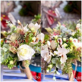 Hoa cưới cầm tay - ngoc lan khô kết hợp sen đá
