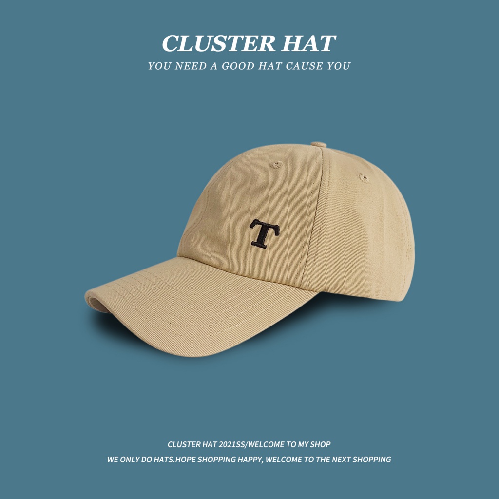 Mũ Lưỡi Trai Thêu Chữ T Màu Sắc Đơn Giản Phong Cách Hàn Quốc Thời Trang Cho Nữ