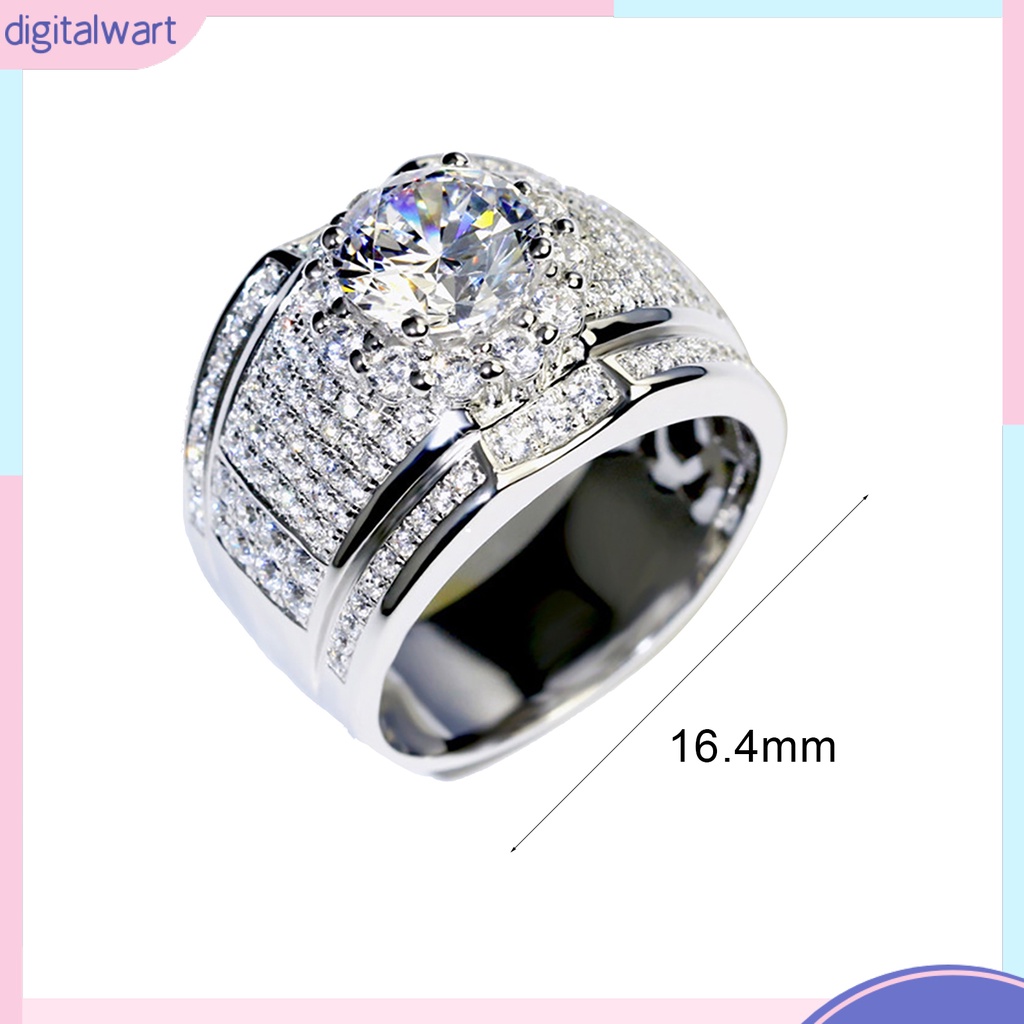 Nhẫn mạ bạc đính đá kim cương thời trang cho nam