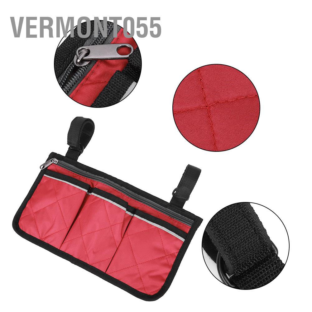 Vermont055 Multifunctional Wheelchair Scooter Armrest Side Bag Walker Hanging Pouch Storage Organizer