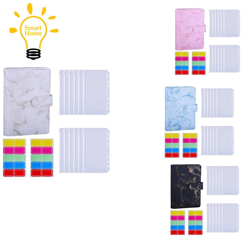 Set bìa sổ tay da PU khổ A6 kèm giấy rời 6 phong bì đựng tiền mặt quản lý chi tiêu