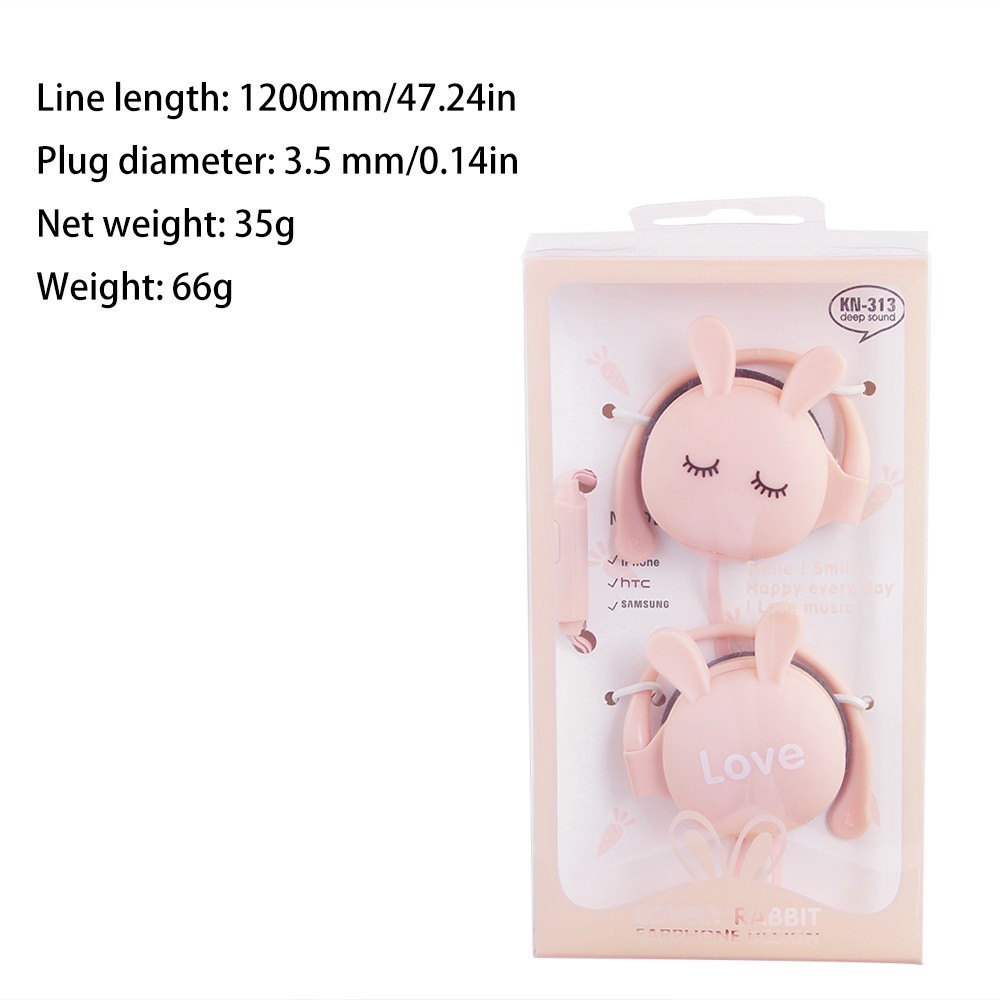 Tai Nghe Móc Vành Tai Giắc Cắm 3.5mm Hình Thỏ Dễ Thương