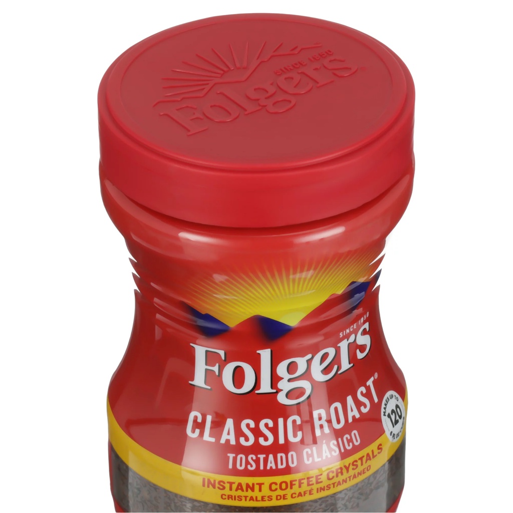 Cà Phê Đen Hòa Tan Uống Liền Folgers Classic Roast Instant Coffee Crystals, Hộp 226g