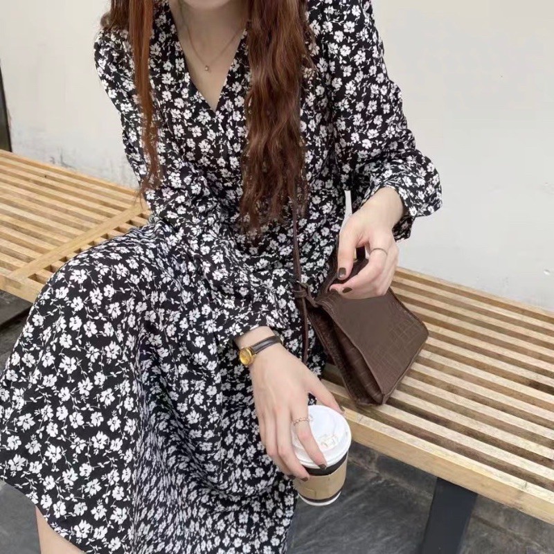 váy hoa nhí vintage chéo cổ dáng dài Ulzzang style 🌸 VKE 9171 Hàng Quảng Châu | BigBuy360 - bigbuy360.vn