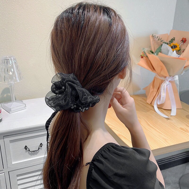 Cột tóc voan hạt thiết kế độc lạ scrunchies CT507