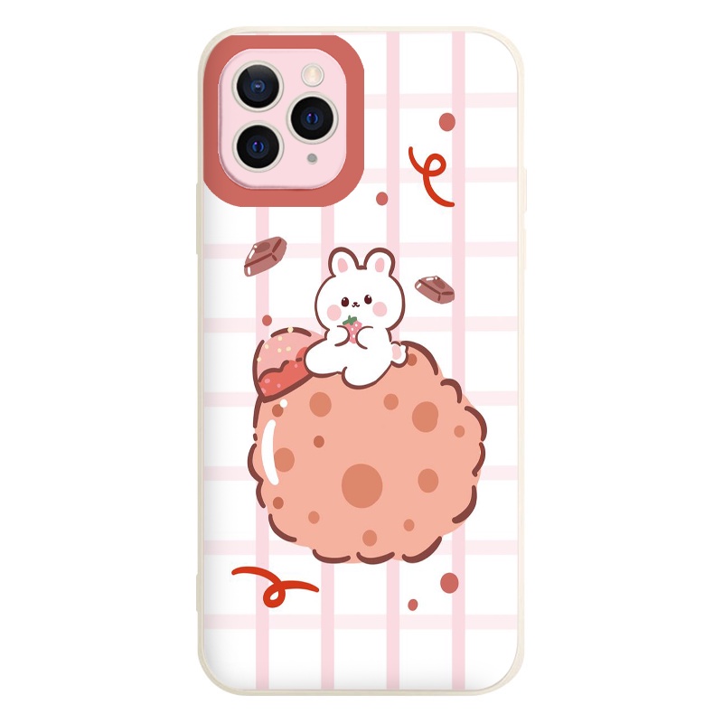 Ốp iphone cạnh vuông bo viền Thỏ trắng ngồi trên sao hỏa cho ip 6/6s/7/7plus/8/8/plus đến 13 pro max-nt002