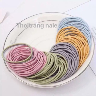 Túi 100 dây thun cột tóc màu sáng đủ màu ( kèm túi zip )