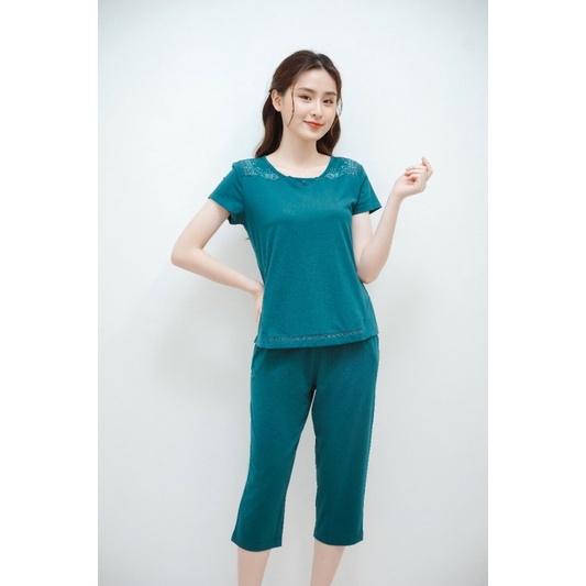 Bộ đồ trung niên mặc nhà áo cộc tay quần lửng đẹp - SET đồ ngủ cotton cao cấp WINNY quần ngố xuân hè