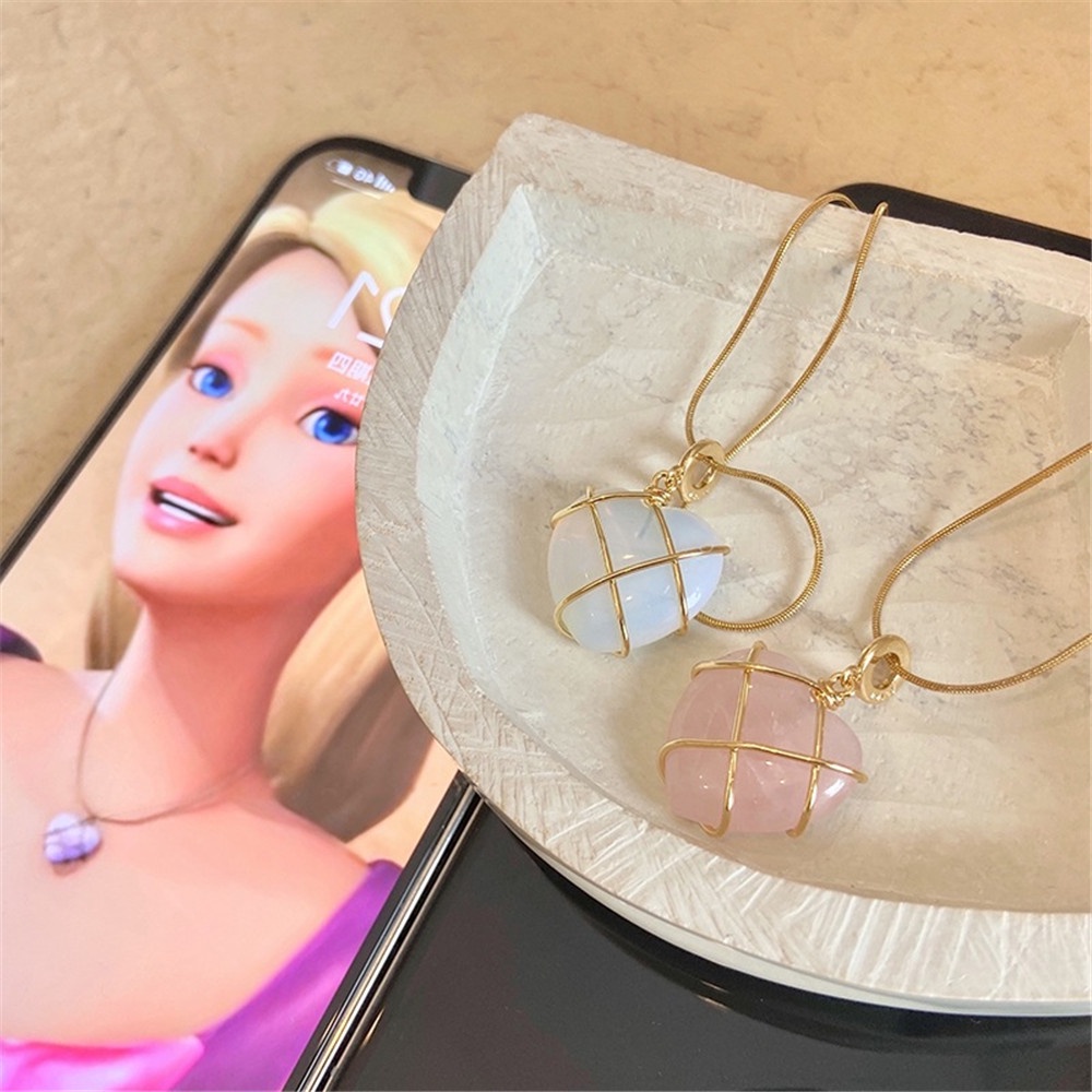 Vòng cổ Mặt Búp Bê Barbie Đính Yanqueens  Đá Opal Pha Lê Tự Nhiên