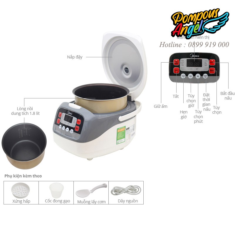 [Chính hãng] Nồi cơm điện từ , Nồi cơm điện đa năng, nồi cơm thông minh MIDEA MB-SC18MB chính hãng | BigBuy360 - bigbuy360.vn
