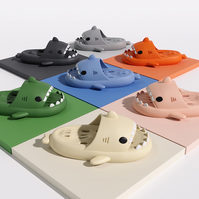 Dép đi trong nhà tắm hình cá mập 4cm mềm mại chống trượt thiết kế thoát nước phong cách unisex