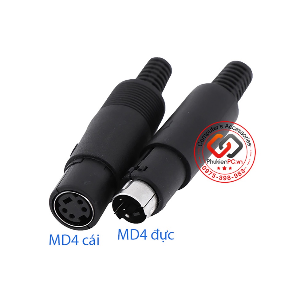 Combo đầu hàn Mini Din MD4, MD5, MD6-PS2, MD8 PLC mạ nickel, dạng cài dễ tháo lắp, hàn dây cáp