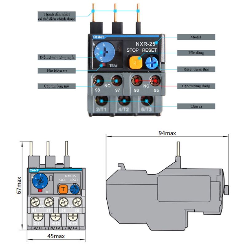 Role nhiệt CHINT NXR-25 cho khởi động từ NXC