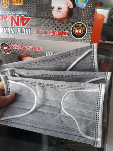 Hộp 50 chiếc khẩu trang y tế 4 lớp duy ngọc màu xám | BigBuy360 - bigbuy360.vn