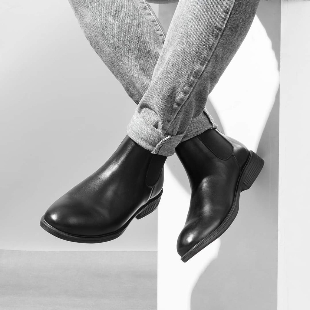 Giày Nam Chelsea Boot Cao Cổ Cao Câp UDANY - GCN08 - Da Bò Thật Trơn Xịn Không Nhăn Màu Đen | WebRaoVat - webraovat.net.vn