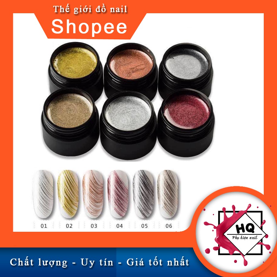 Set gel tơ nhện 6 màu vẽ móng cực chất