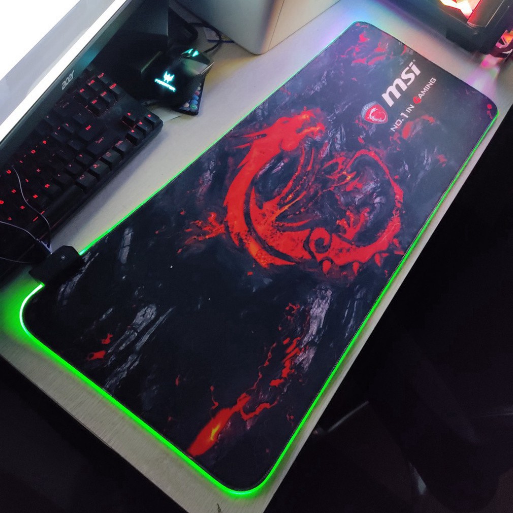 🎯  Mouse Pad, bàn di chuột, lót di chuột tích hợp Led RGB MSI sáng viền, kích thước 80cm x 30cm dày 4mm giá tốt