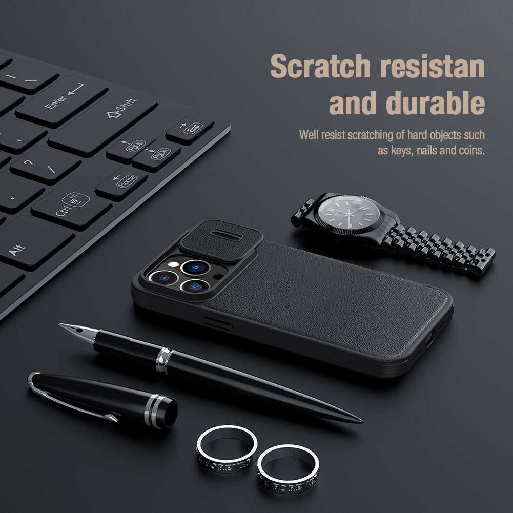 Ốp Điện Thoại Nillkin QIN Pro Bằng Vải Da Nắp Lật Chống Sốc Có Ngăn Đựng Thẻ Và Giá Đỡ Cho iPhone 14 Pro