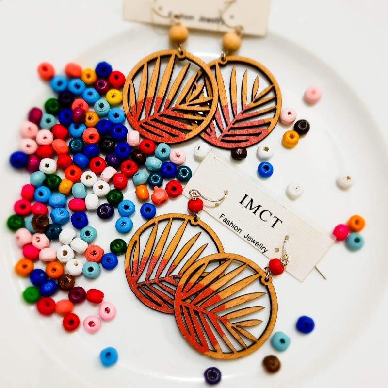 Khuyên tai gỗ bản to vintage - earrings - handmade