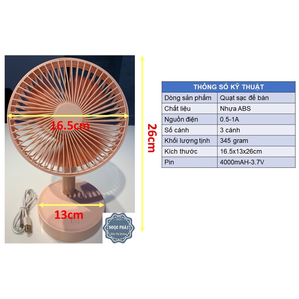 QUẠT SẠC ĐỂ BÀN TÍCH ĐIỆN - XOAY - GẬP - CÓ ĐÈN-THỜI GIAN SỬ DỤNG LÂU