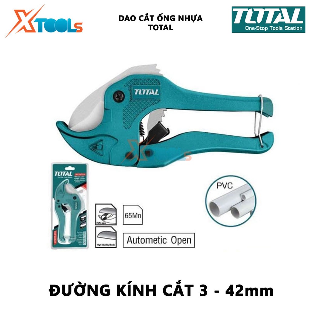 Dao cắt ống nhựa PVC TOTAL | kéo cắt ống pvc Chiều dài 193mm, Đường kính cắt 3-42mm, thiết kế nhỏ gọn, trọng lượng nhe