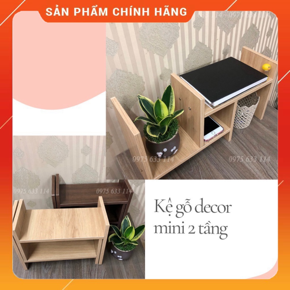 Giá sách để bàn 💙FREESHIP💙 Kệ sách mini gỗ cao cấp 2 tầng decor bàn học, bàn làm việc siêu xinh