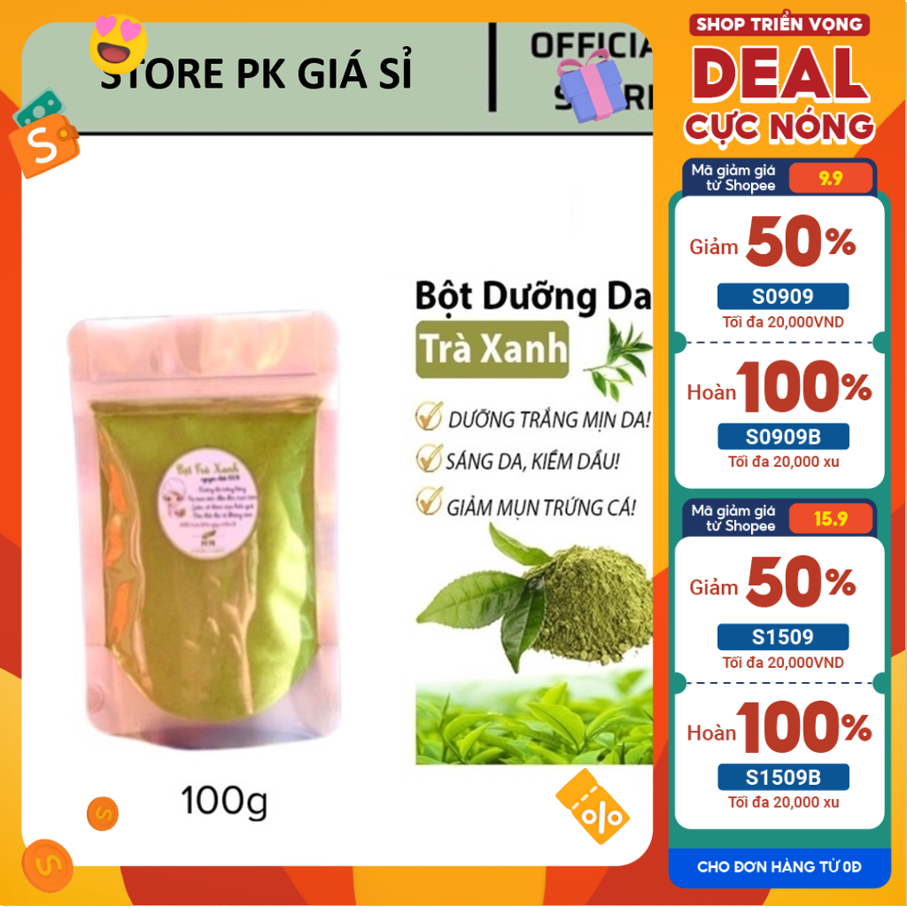 100gr bột trà xanh nguyên chất