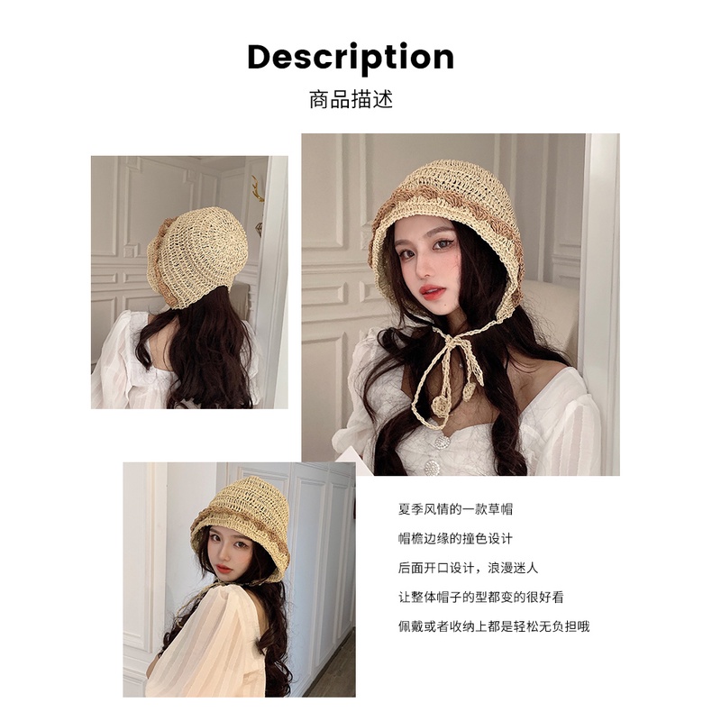 Nón Tai Bèo Đan Cói Mỏng Thoáng Khí Gấp Gọn Kiểu Nhật Bản Thời Trang Mùa Hè Cho Nữ