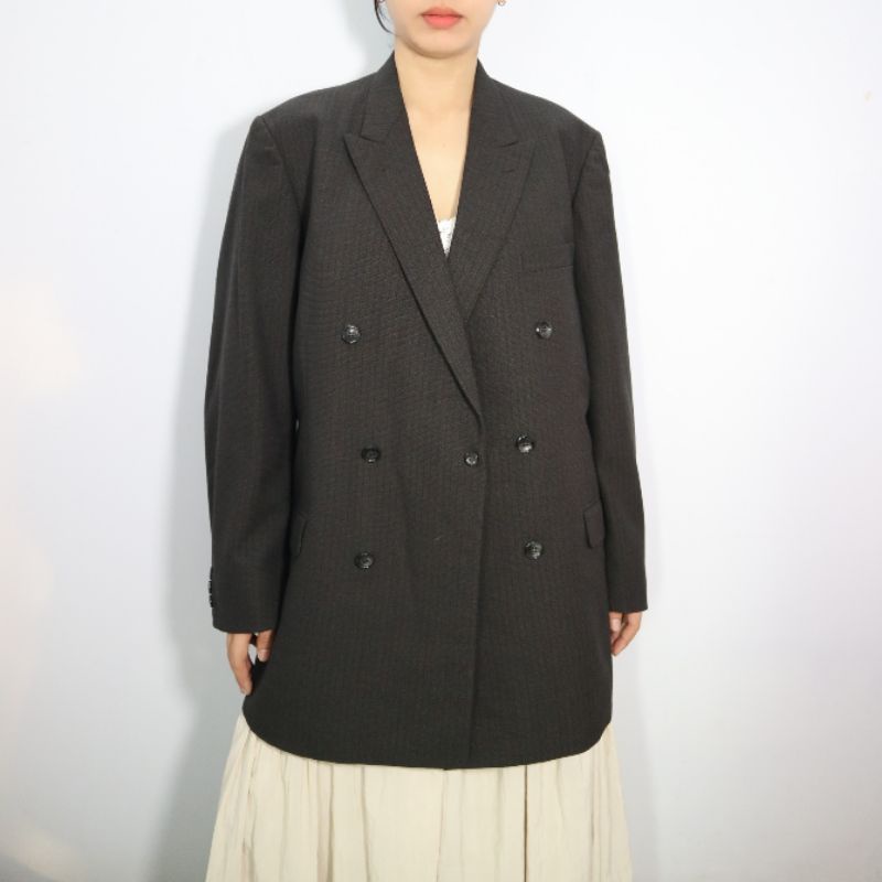 Áo blazer menswear xám chất sợi màu